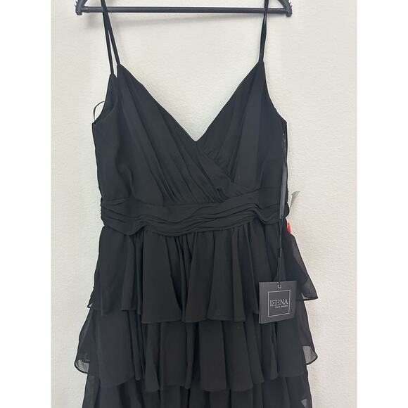 NWT Mac Duggal Black Sleeveless V-Neck Ruffle Tiered Dress 55416 Size 14 - Picture 2 of 10